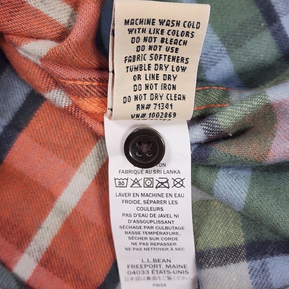 L.L.Bean Plaid Flannel Shirt Relaxed Fit Cotton Multicolor Outdoor Women's L - Picture 9 of 10
